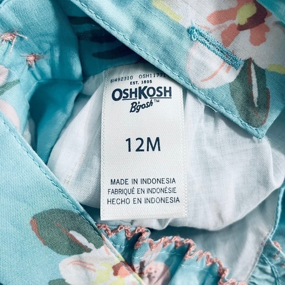 OSHKOSH B’gosh Floral Sleeveless Little Girl Dress Infant Baby Spring Summer - Picture 9 of 10